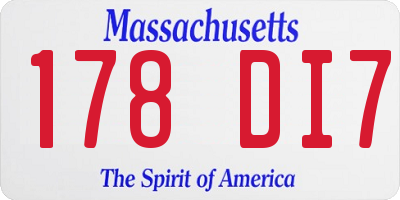 MA license plate 178DI7