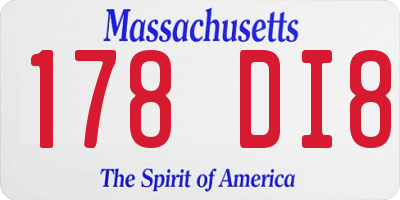MA license plate 178DI8