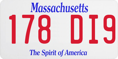 MA license plate 178DI9