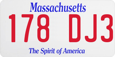 MA license plate 178DJ3