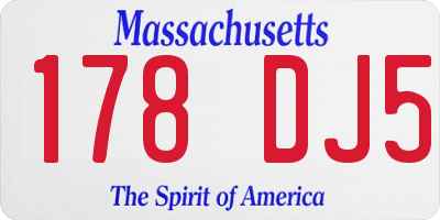 MA license plate 178DJ5