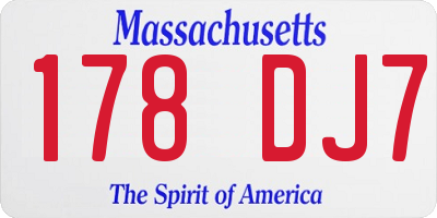 MA license plate 178DJ7