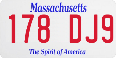 MA license plate 178DJ9