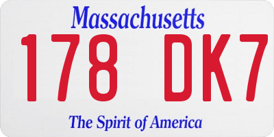 MA license plate 178DK7