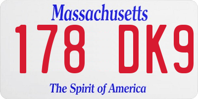 MA license plate 178DK9