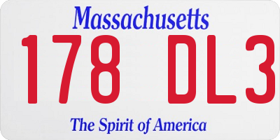MA license plate 178DL3