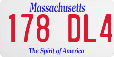 MA license plate 178DL4