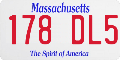 MA license plate 178DL5