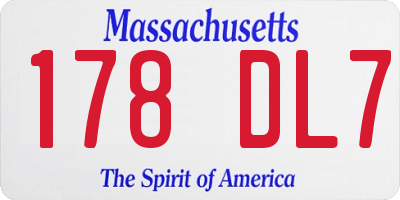 MA license plate 178DL7