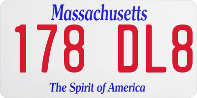 MA license plate 178DL8