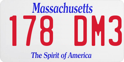 MA license plate 178DM3