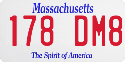 MA license plate 178DM8