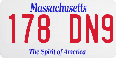 MA license plate 178DN9