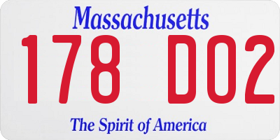 MA license plate 178DO2