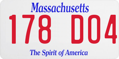 MA license plate 178DO4