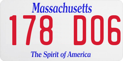 MA license plate 178DO6
