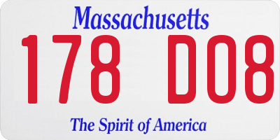 MA license plate 178DO8