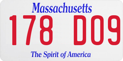 MA license plate 178DO9