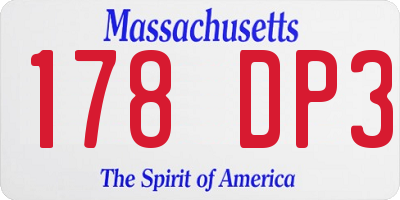 MA license plate 178DP3