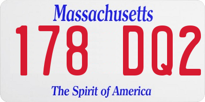 MA license plate 178DQ2