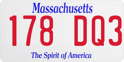 MA license plate 178DQ3
