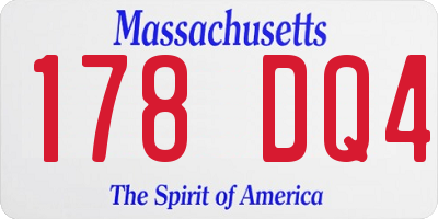MA license plate 178DQ4
