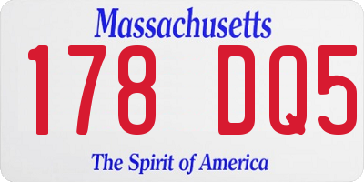 MA license plate 178DQ5