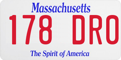 MA license plate 178DR0