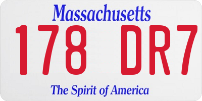MA license plate 178DR7