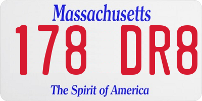 MA license plate 178DR8