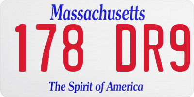 MA license plate 178DR9