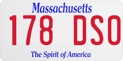 MA license plate 178DS0