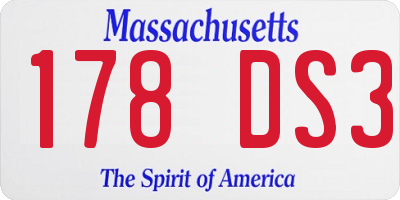 MA license plate 178DS3