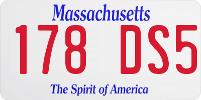 MA license plate 178DS5