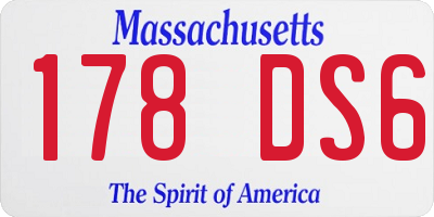 MA license plate 178DS6