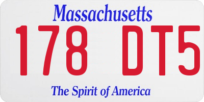 MA license plate 178DT5