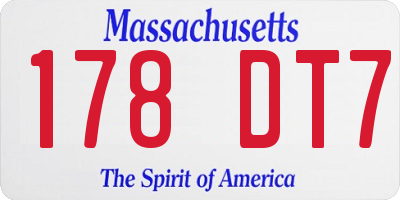 MA license plate 178DT7
