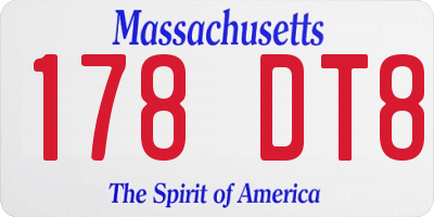 MA license plate 178DT8