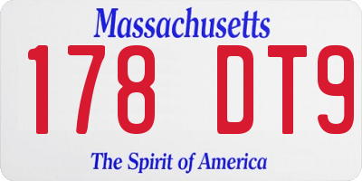 MA license plate 178DT9