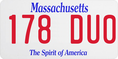 MA license plate 178DU0