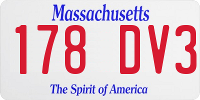 MA license plate 178DV3