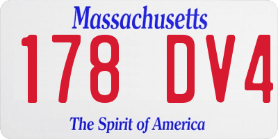 MA license plate 178DV4