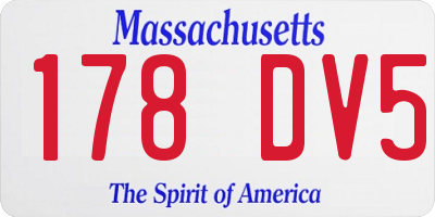 MA license plate 178DV5