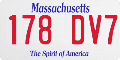 MA license plate 178DV7