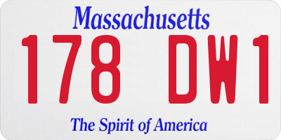 MA license plate 178DW1