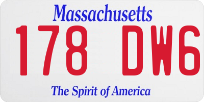MA license plate 178DW6