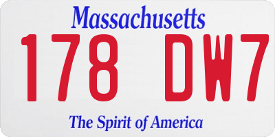 MA license plate 178DW7