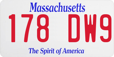 MA license plate 178DW9