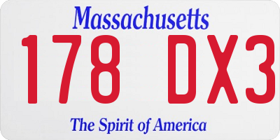 MA license plate 178DX3