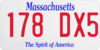 MA license plate 178DX5